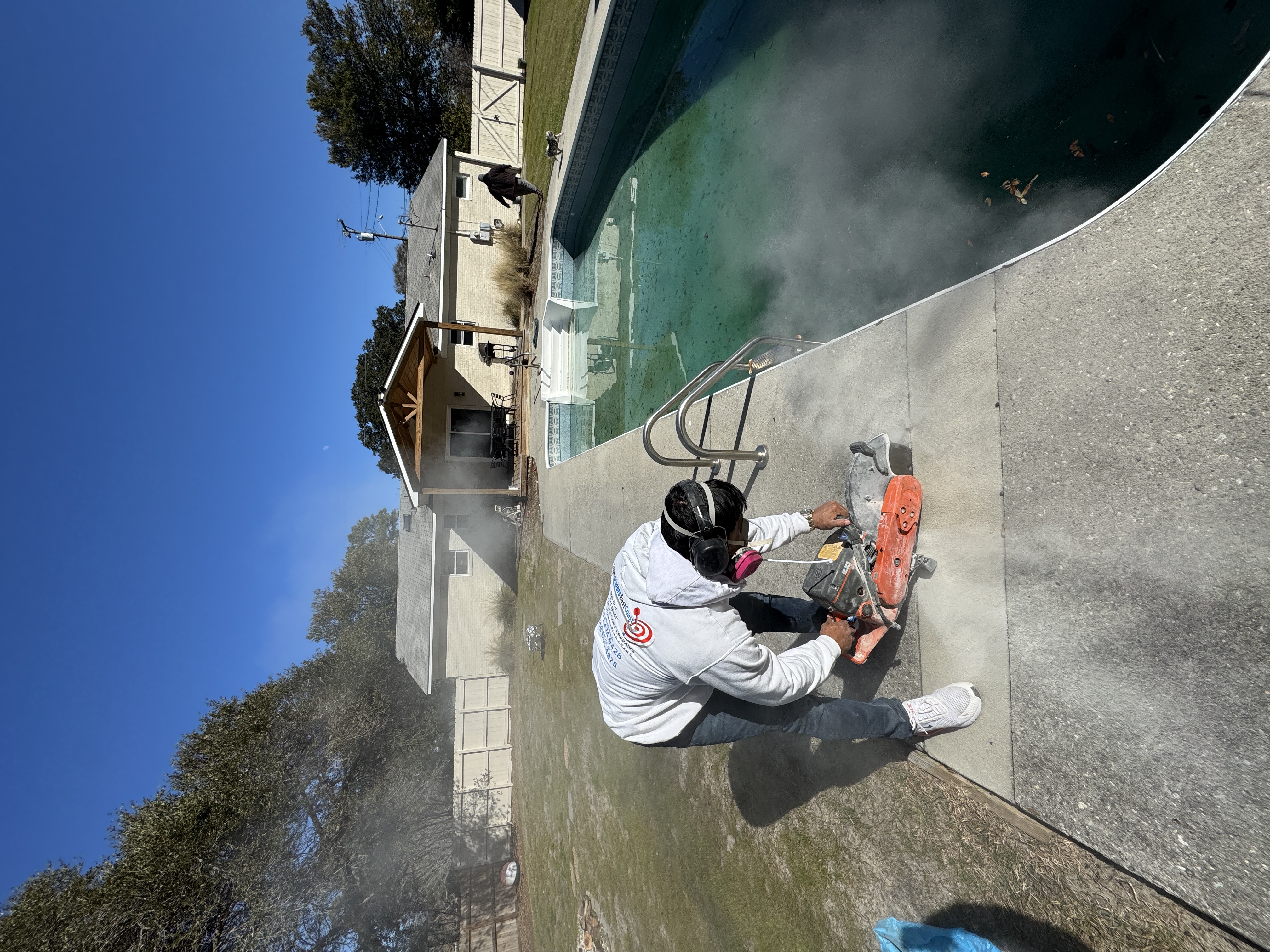 Concrete cutting around pool deck