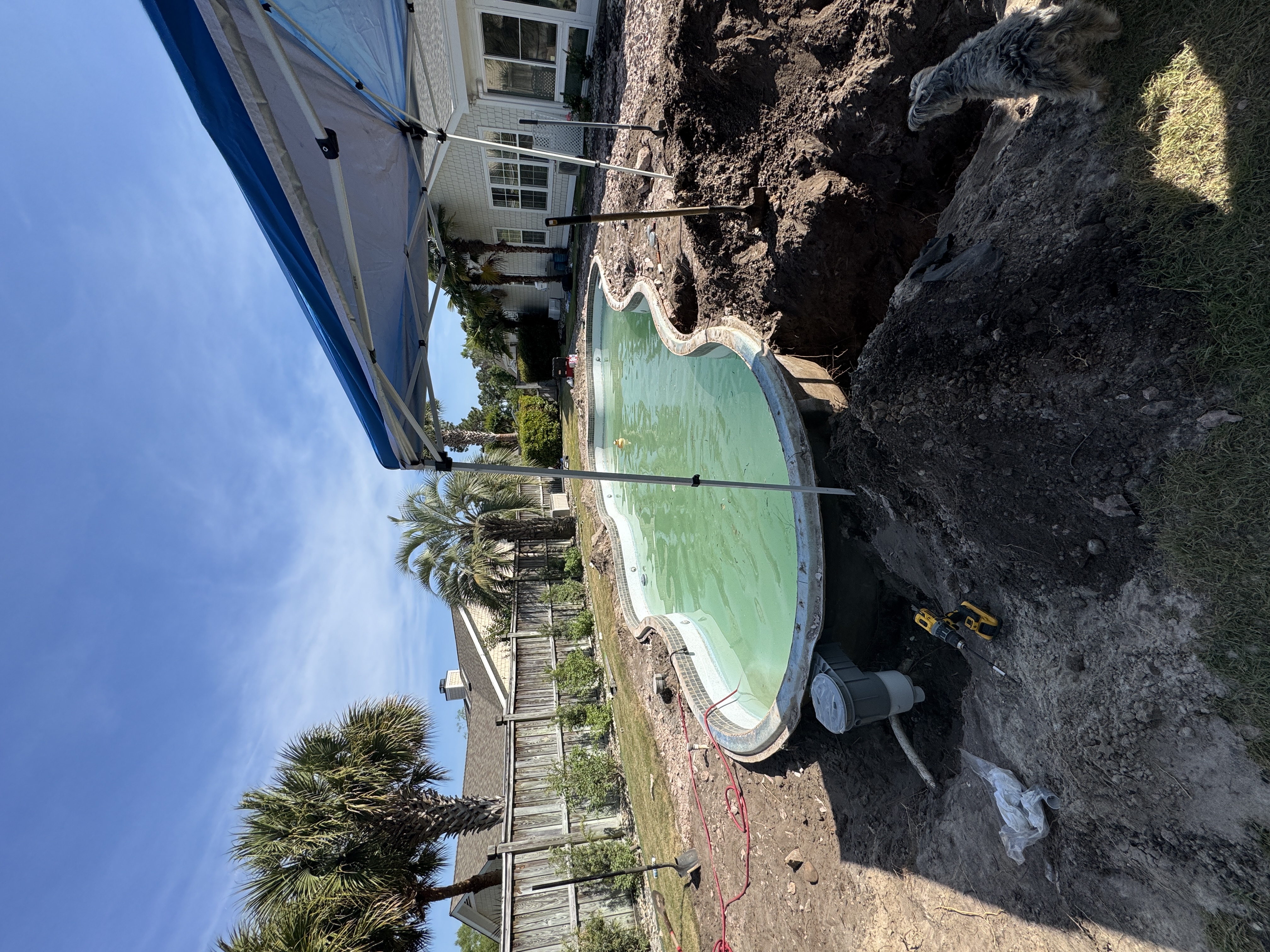 Pool excavation and repair in progress